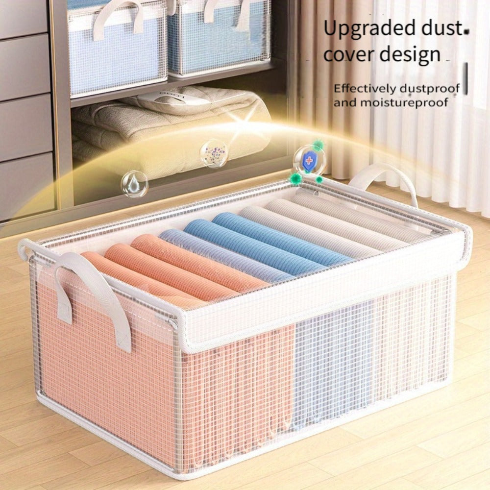 26L Foldable Storage Box Set with Steel Frame, Clear Panels and One- or Four-Piece Options