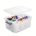 17-Quart Clear Storage Box with Six Removable Insert Bins, Latching Lid and Side Carry Handles