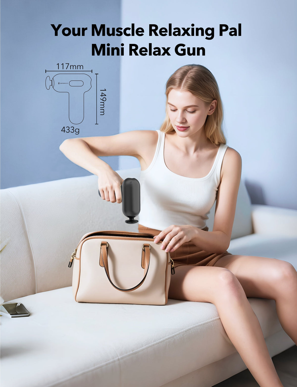 Taotronics Massage Gun, Deep Tissue Percussion Muscle Massager Handheld Cordless Back Massager with 6 Speeds and 4 Heads(Black) wm
