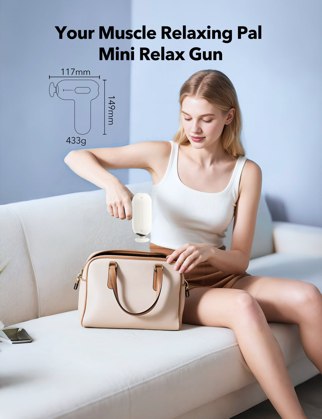 TaoTronics TT-PCA005 Mini Massage Gun, Portable Deep Tissue Massager with 6 Speeds & Quiet Motor