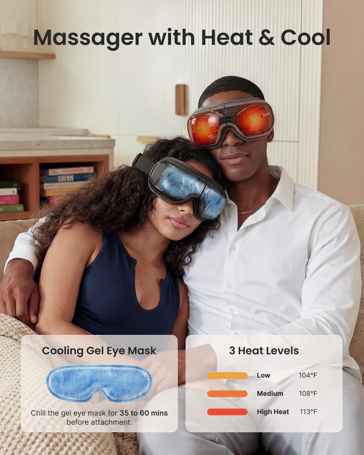 RENPHO Eyeris 3 Eye Massager with Heat and Cooling, Massaging Eye Mask | Voice Control, Vibration & Compression Massager for Dry Eyes & Head Tension, FSA Eligible HSA, Gifts for Women & Men
