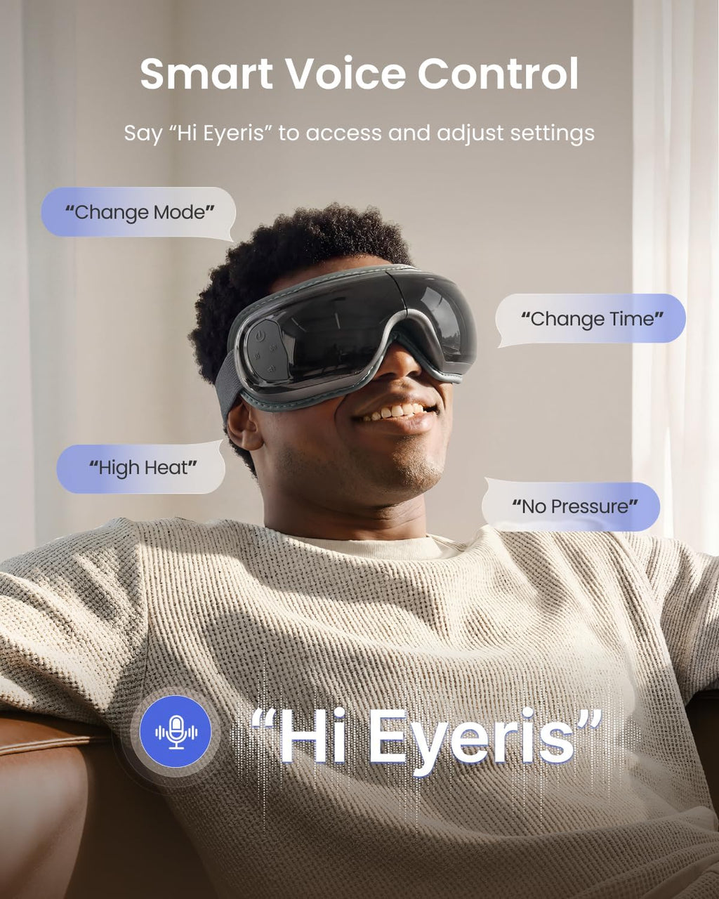 RENPHO Eyeris 3 Eye Massager with Heat and Cooling, Massaging Eye Mask | Voice Control, Vibration & Compression Massager for Dry Eyes & Head Tension, FSA Eligible HSA, Gifts for Women & Men