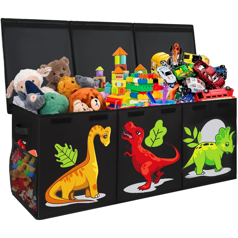 Kids Collapsible Storage Box with Lid Large Toy Chest Bin Organizer Durable Cardboard Flip for Entryways, Bedrooms and Living Spaces