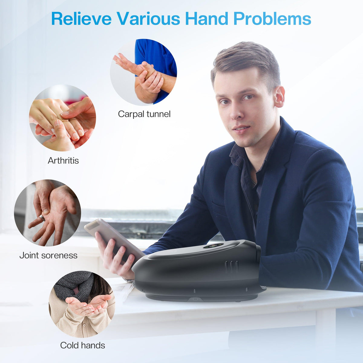 Wireless Hand Massager with APP Control, Hand Wrist Finger Massager - 4101